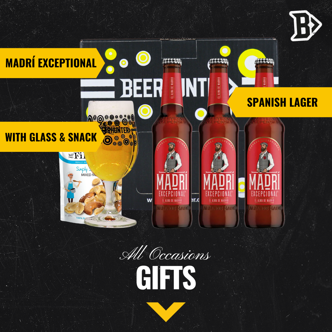 Madrí Exceptional Spanish Lager 330ml Bottles Gift with Branded Glass - (3 Pack) - BEERHUNTER