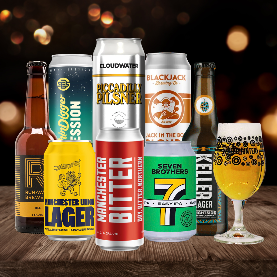 Manchester Breweries Craft Beer Mixed Case with Glass (8 Pack)
