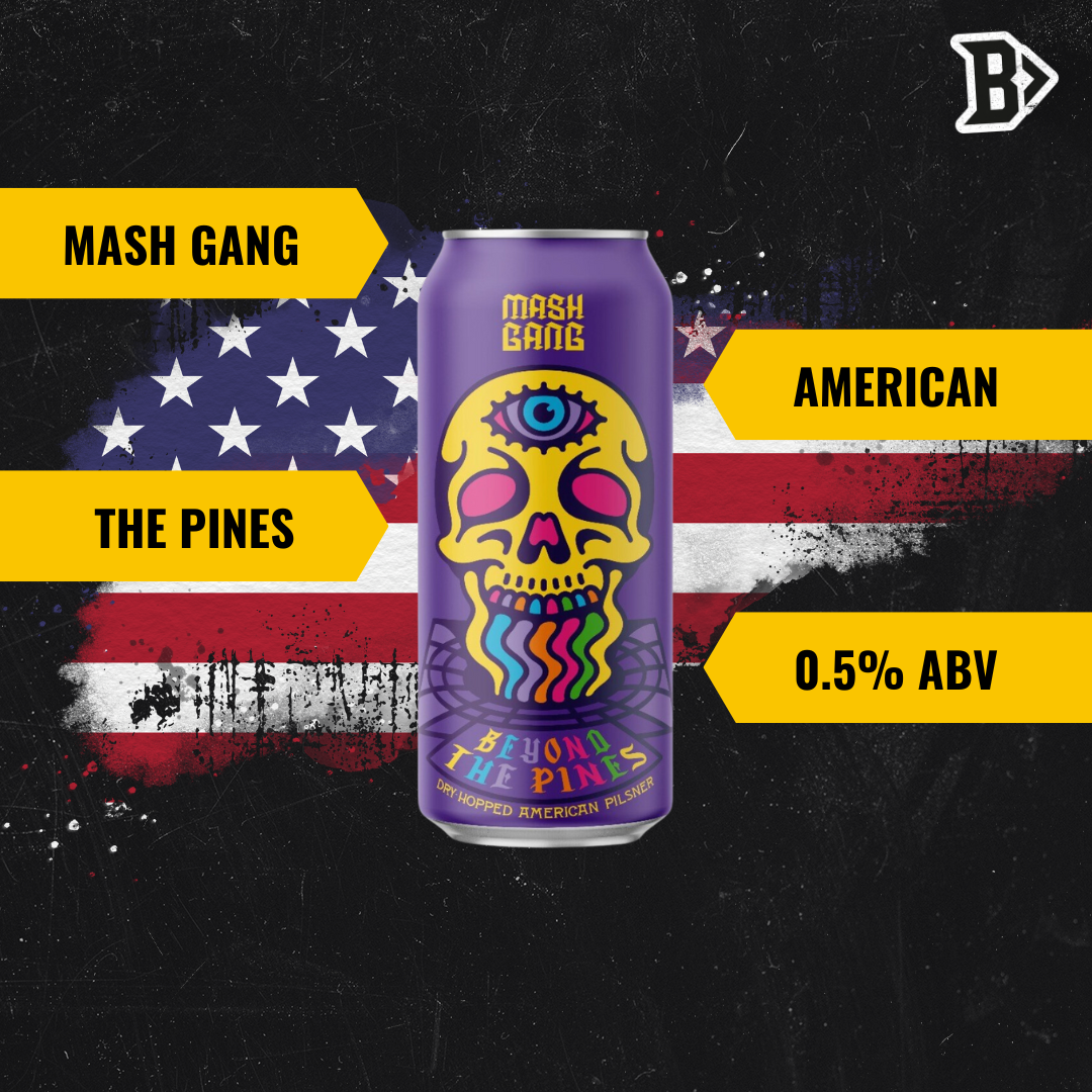 Mash Gang Beyond The Pines American Low Alcohol Pilsner 440ml Cans -  0.5% ABV (12 Pack)
