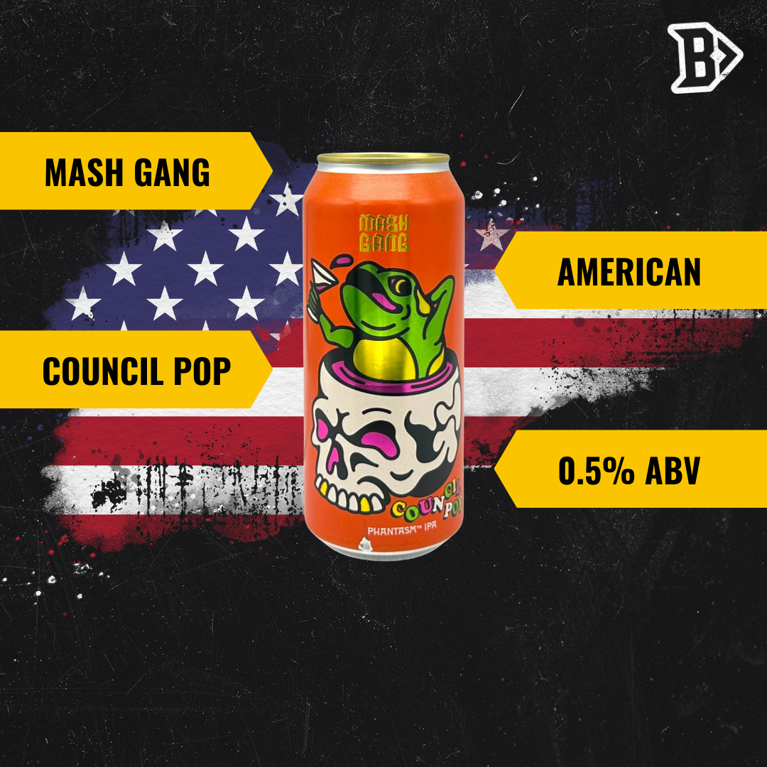 Mash Gang Council Pop American Low Alcohol IPA 440ml Cans -  0.5% ABV (12 Pack)