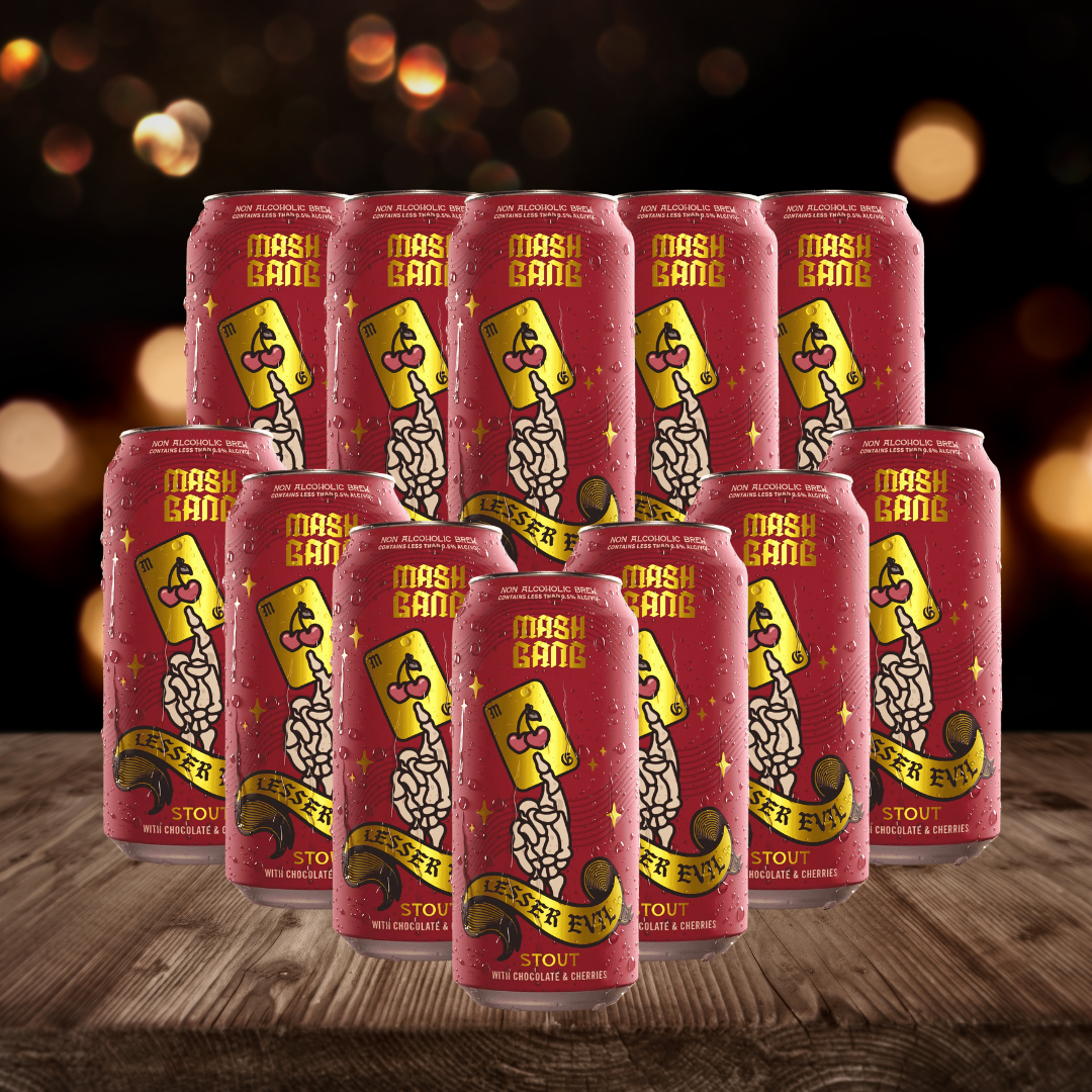 Mash Gang Lesser Evil American Low Alcohol Cherry Chocolate Stout 440ml Cans -  0.5% ABV (12 Pack)