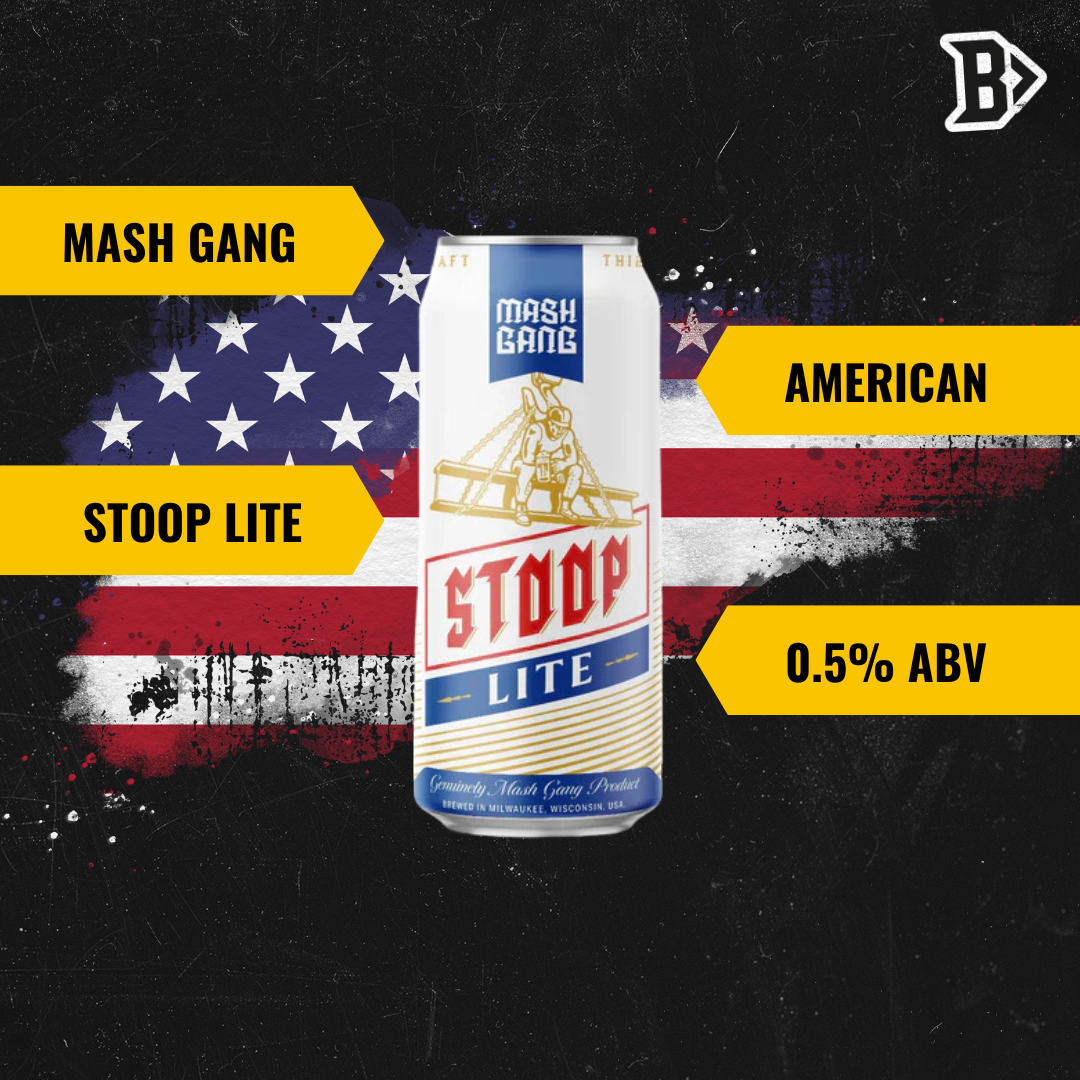 Mash Gang Stoop Lite American Low Alcohol Lager 440ml Cans -  0.5% ABV (12 Pack)