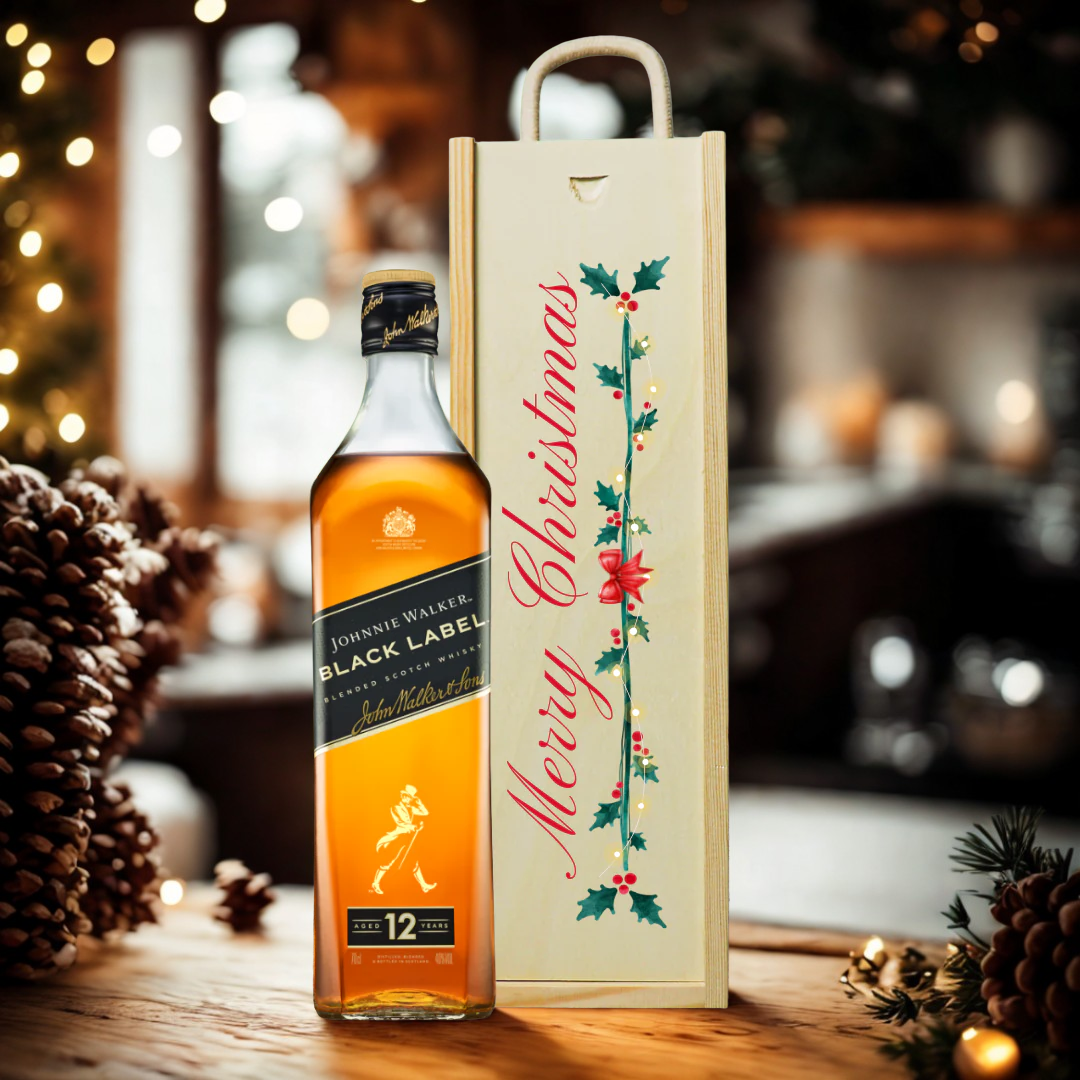 Merry Christmas Johnnie Walker Black Label 12 Year Old Scotch Whisky - 40% ABV