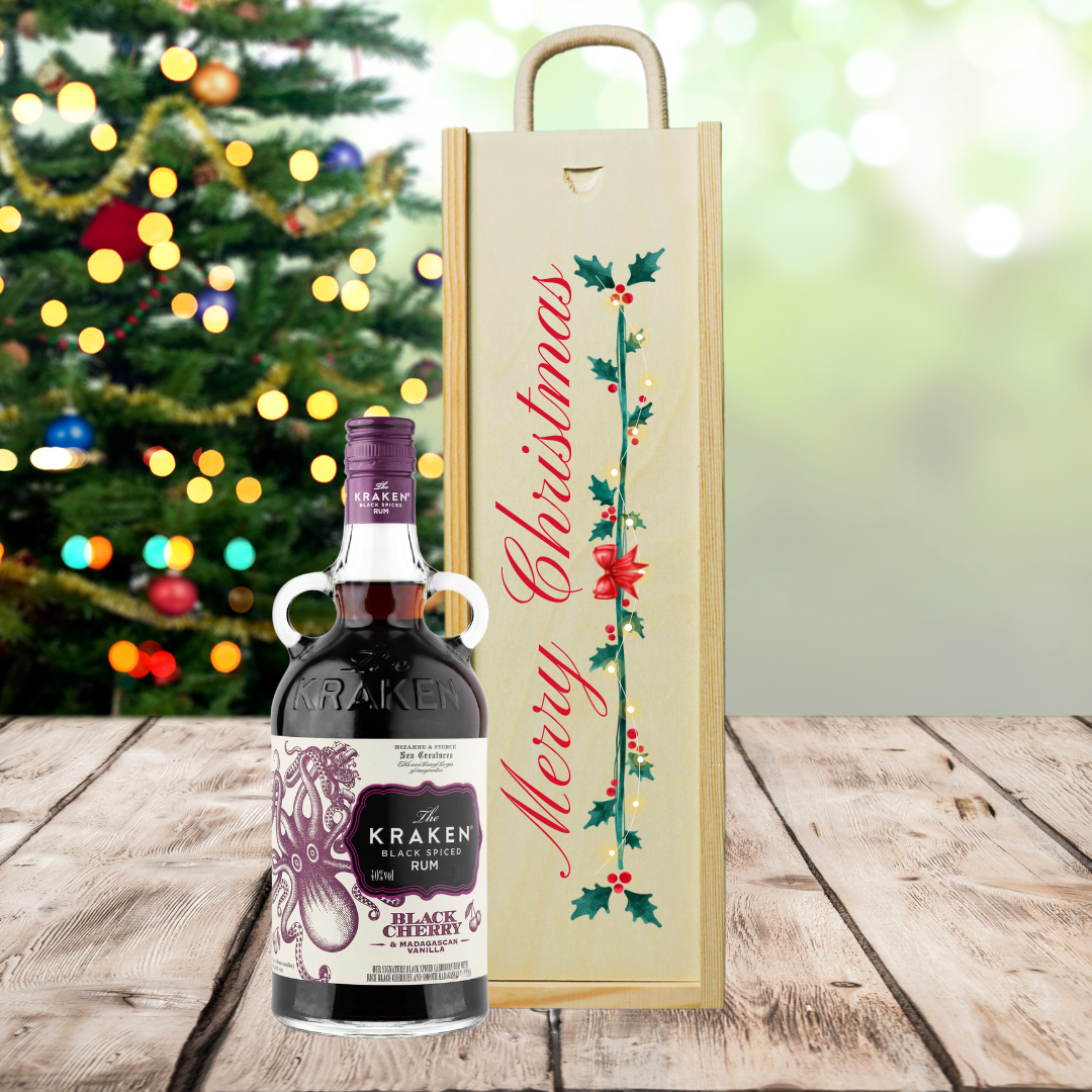 Merry Christmas Kraken Black Cherry & Madagascan Vanilla Spiced Rum Gift Box - (35cl)