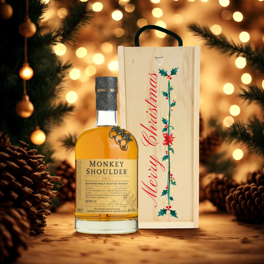 Merry Christmas Monkey Shoulder &quot;The Original&quot; Whisky Gift Box - 40% ABV