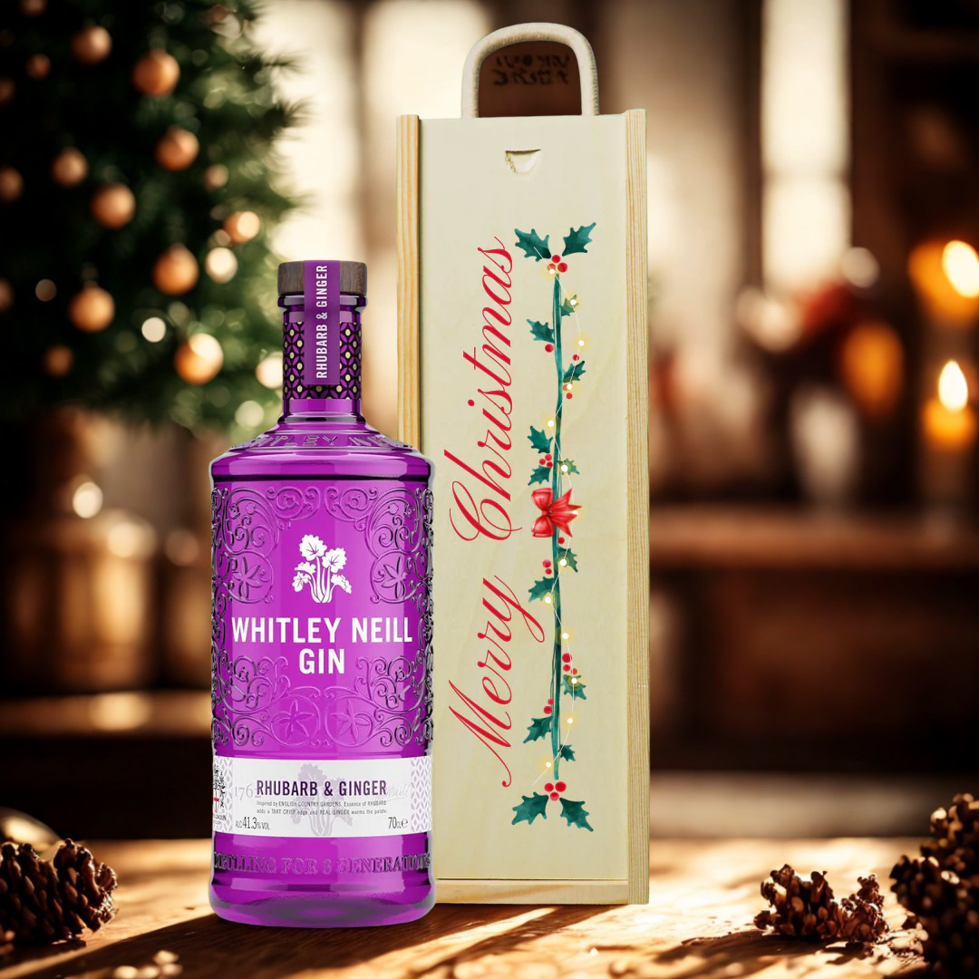 Merry Christmas Whitley Neill Rhubarb &amp; Ginger Gin Gift Set - 70cl