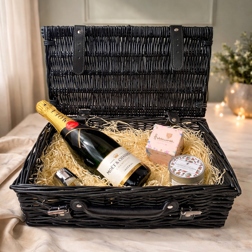Moet & Chandon Impérial Brut Champagne 14" Gift Hamper with Chocolates and Accessories - 75cl (12.5% ABV)