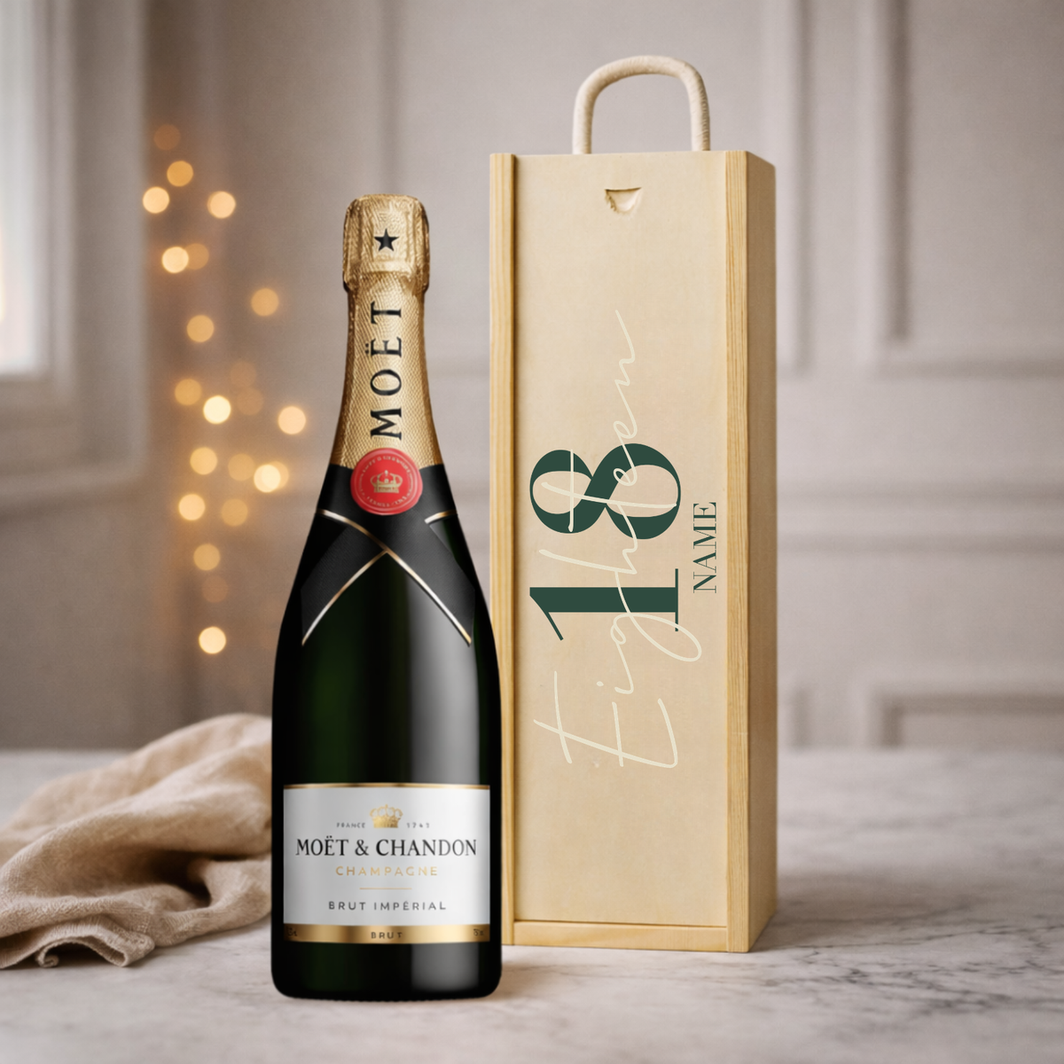 Personalised 18th Birthday Champagne Gift Set – 75cl Luxury Champagne with Personalised Lid