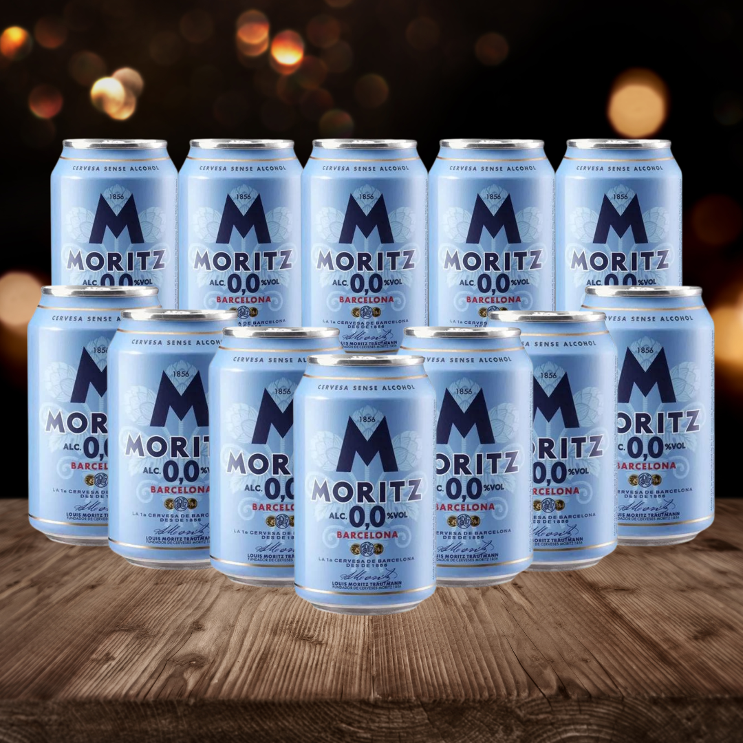 Moritz Barcelona Original Spanish Alcohol Free Lager 330ml Cans - 0.0% ABV (12 Pack) - BEERHUNTER