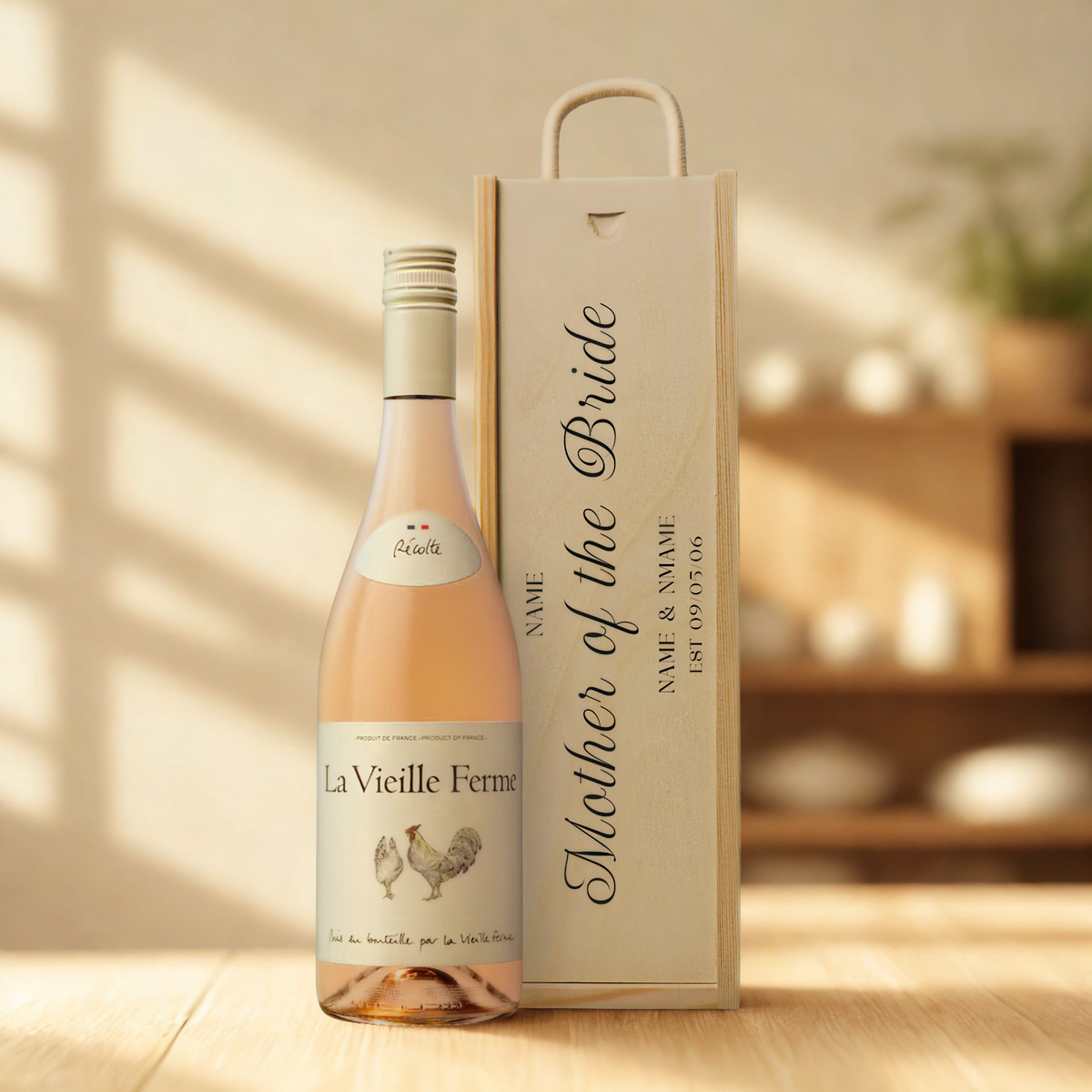Personalised Mother of the Bride Wine Gift Set with Wooden Presentation Box