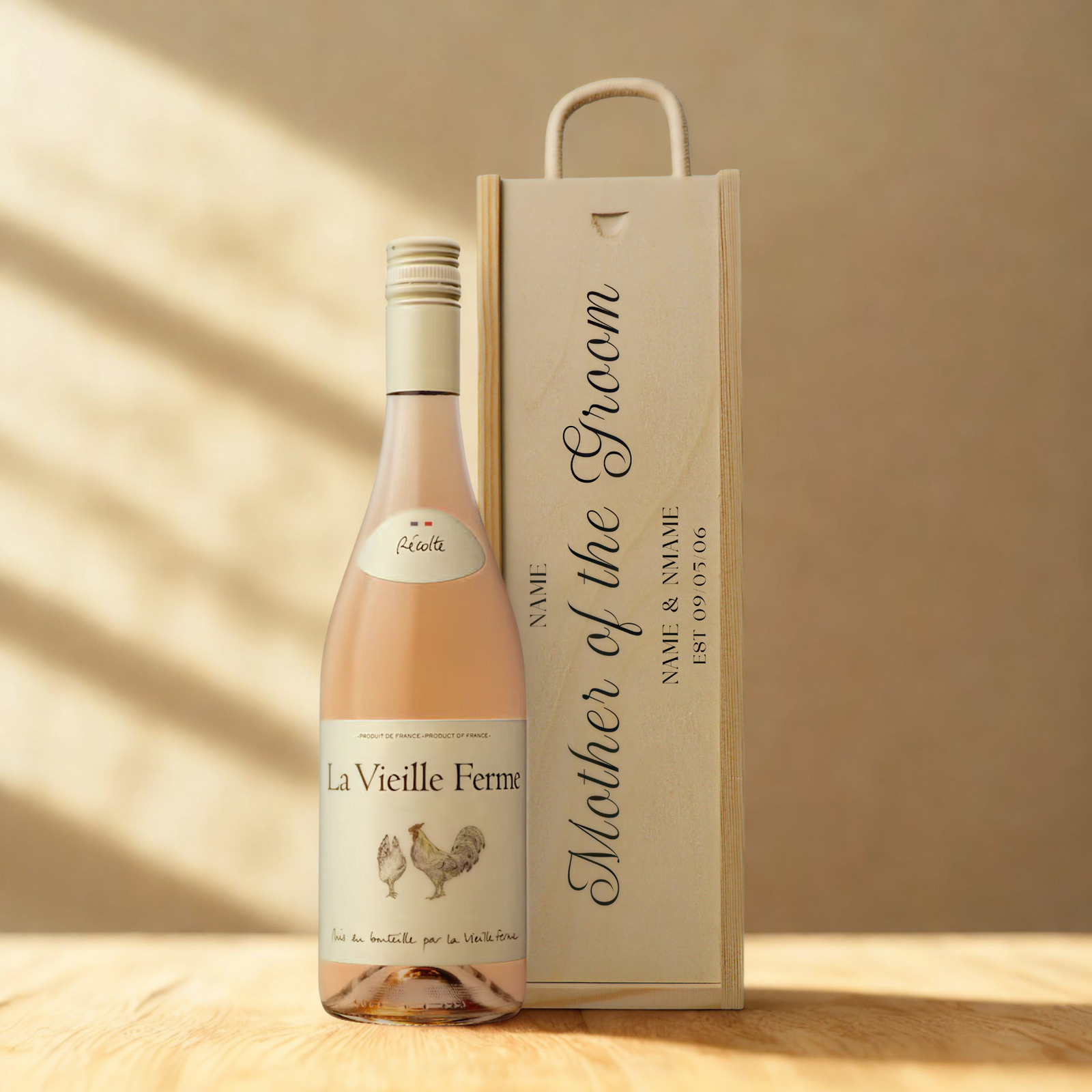 Personalised Mother of the Groom Wine Gift Set with Wooden Presentation Box