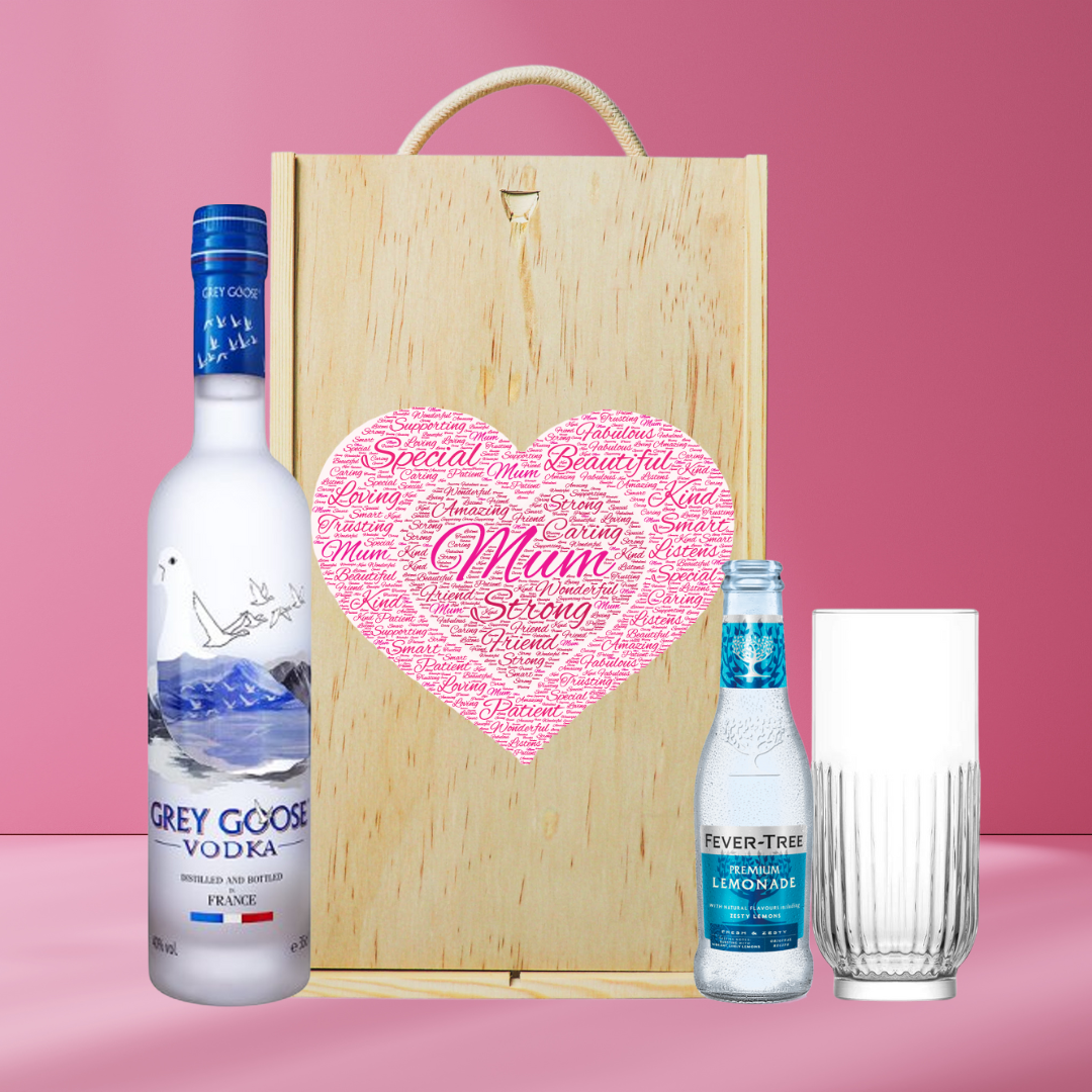 Mother's Day Grey Goose Vodka Gift Set with Fever Tree Lemonade & Vodka Glass (70cl)