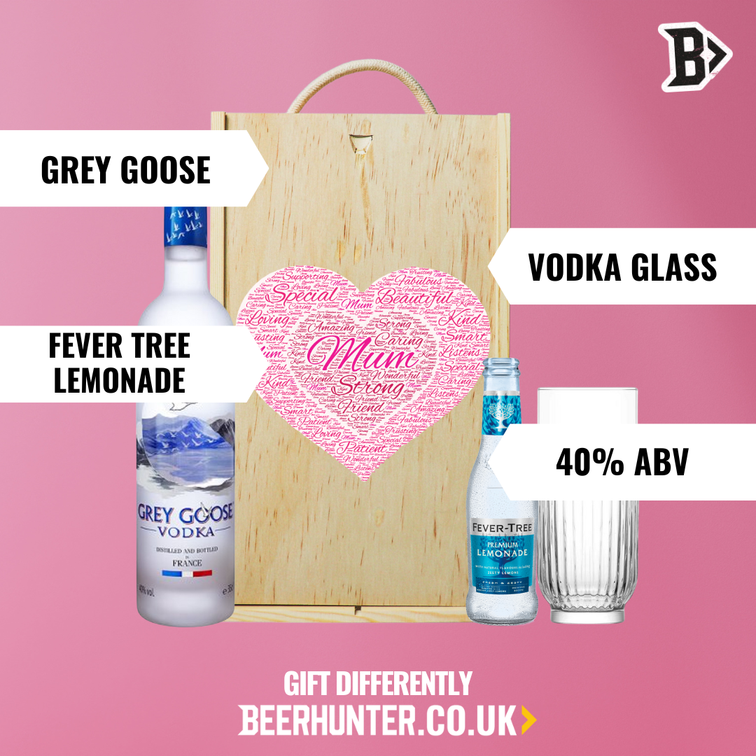 Mother's Day Grey Goose Vodka Gift Set with Fever Tree Lemonade & Vodka Glass (70cl)