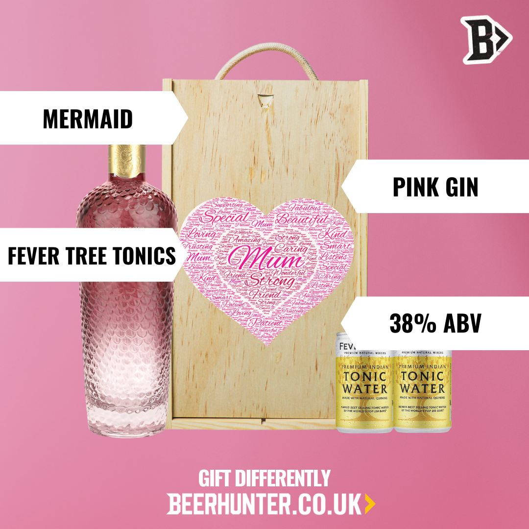 Mother's Day Mermaid Pink Gin Gift Set with Fever Tree Tonics (70cl)