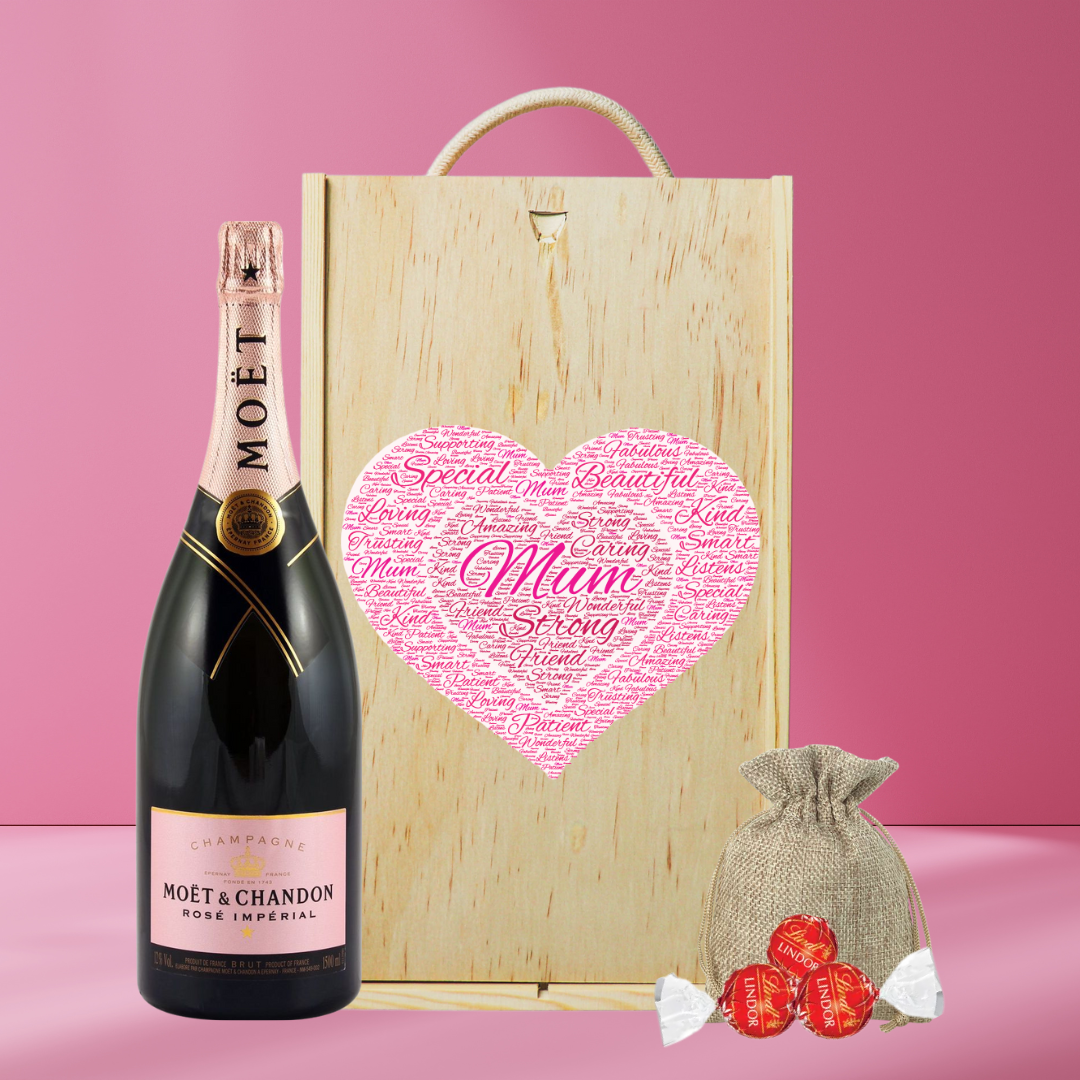 Mother's Day Moët & Chandon Brut Imperial Rose Champagne Gift Set with Lindor Chocolates (75cl)