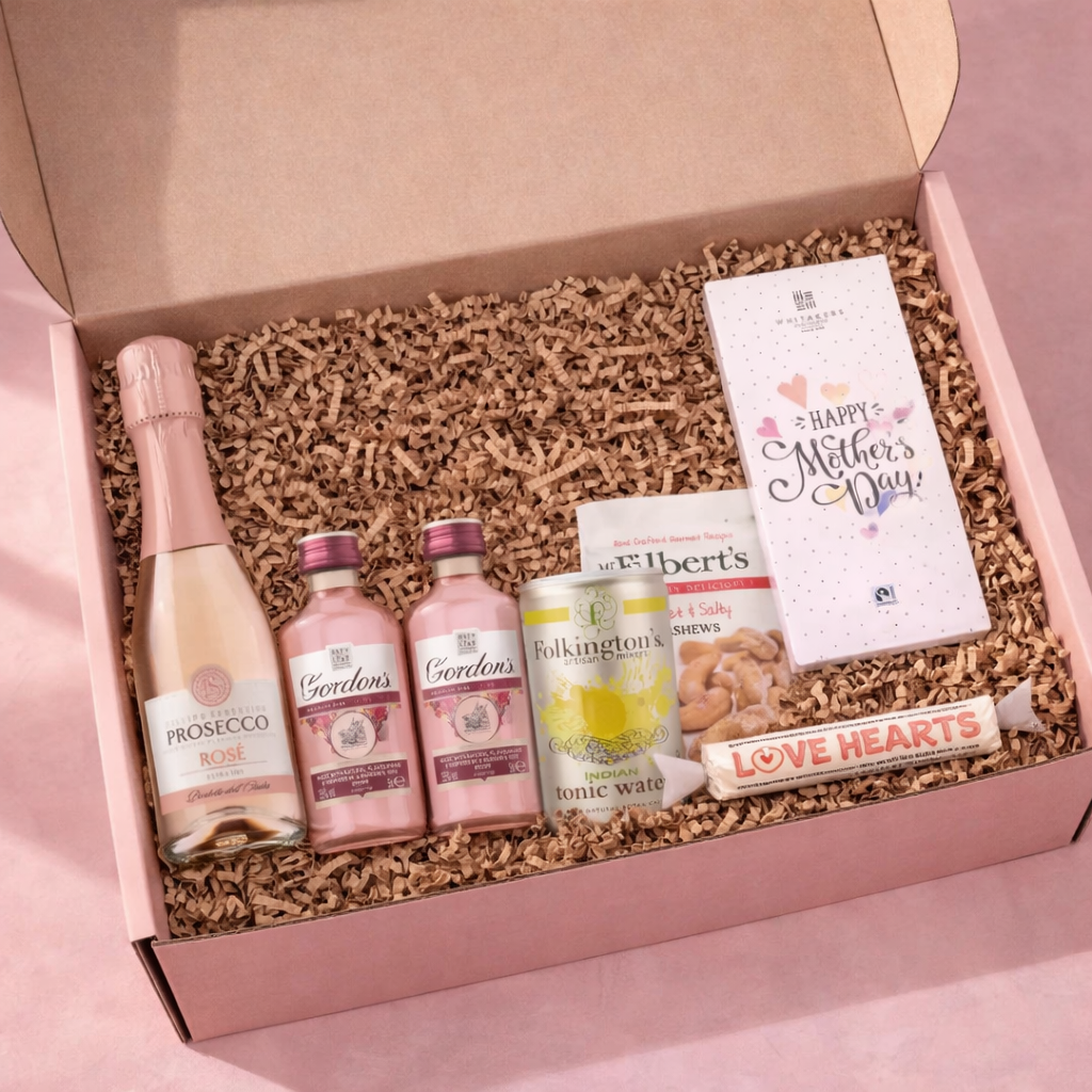 Mother’s Day Prosecco Rosé & Gordon’s Pink Gin Gift Set with Mixer & Snacks