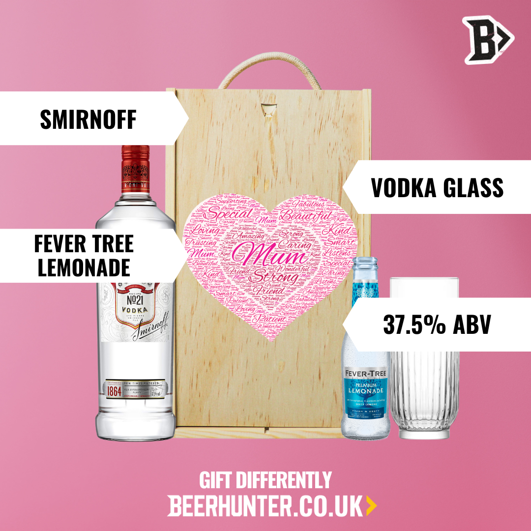 Mother's Day Smirnoff Vodka Gift Set with Fever Tree Lemonade & Vodka Glass (70cl)