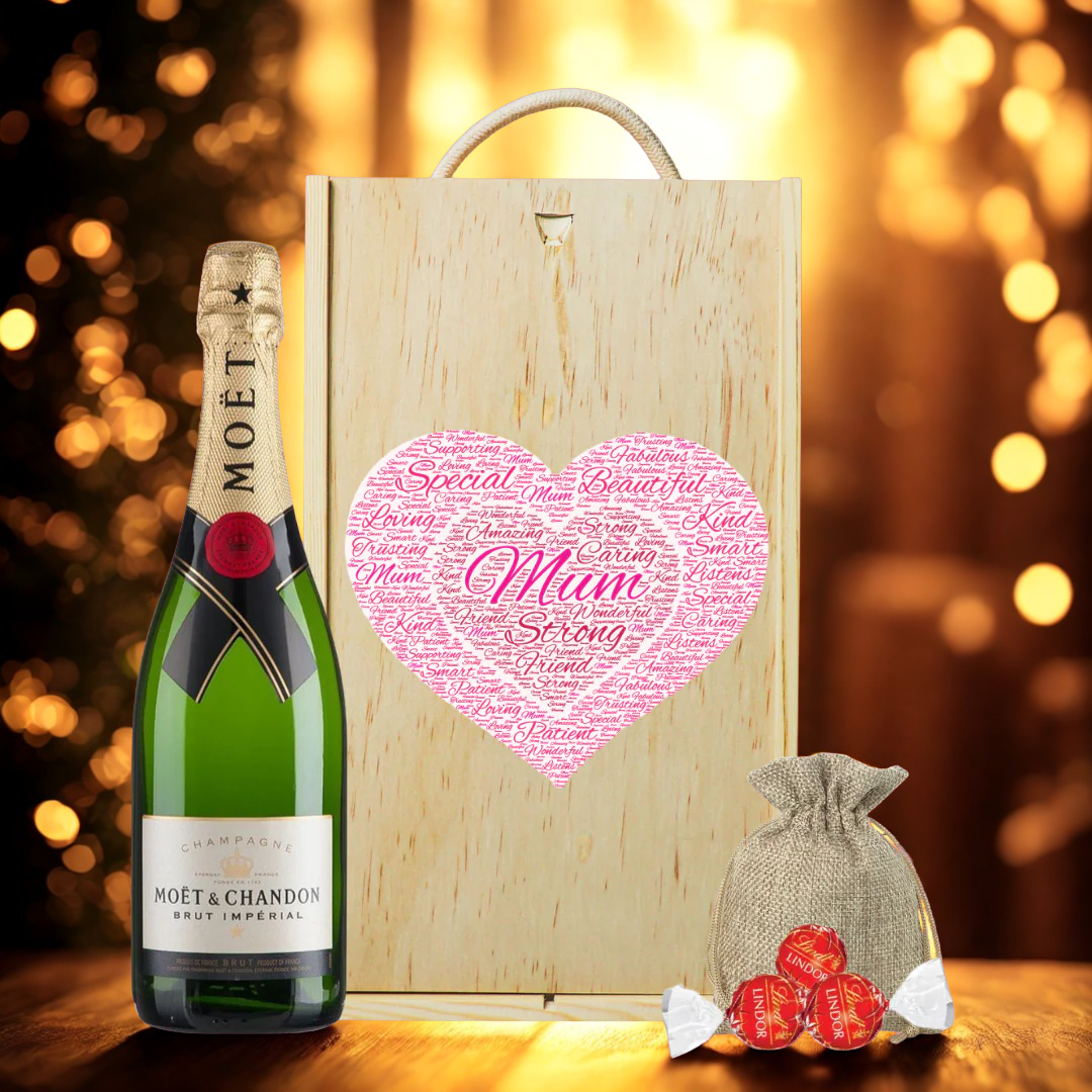 Mum Moët &amp; Chandon Brut Champagne Gift Set with Lindor Chocolates (75cl)
