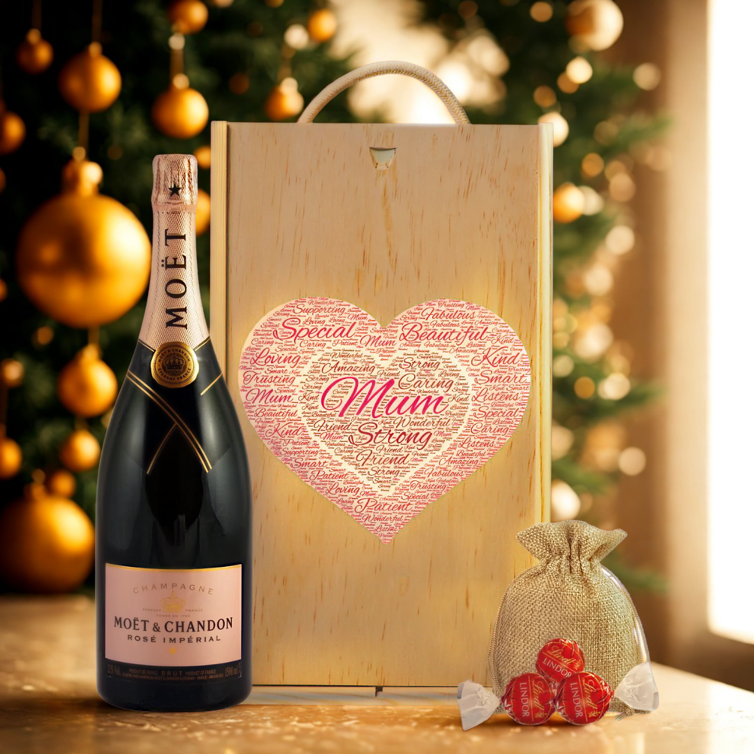 Mum Moët & Chandon Brut Imperial Rose Champagne Gift Set with Lindor Chocolates (75cl)