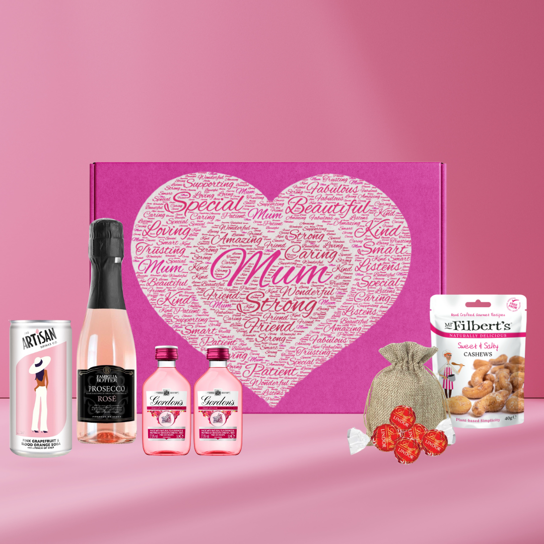 Mum Pink Gin And Fizz Gift Set With Premium Snacks - BEERHUNTER