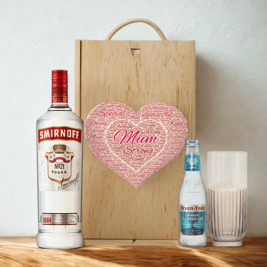 Mum Smirnoff Vodka Gift Set with Fever Tree Lemonade & Vodka Glass (70cl)