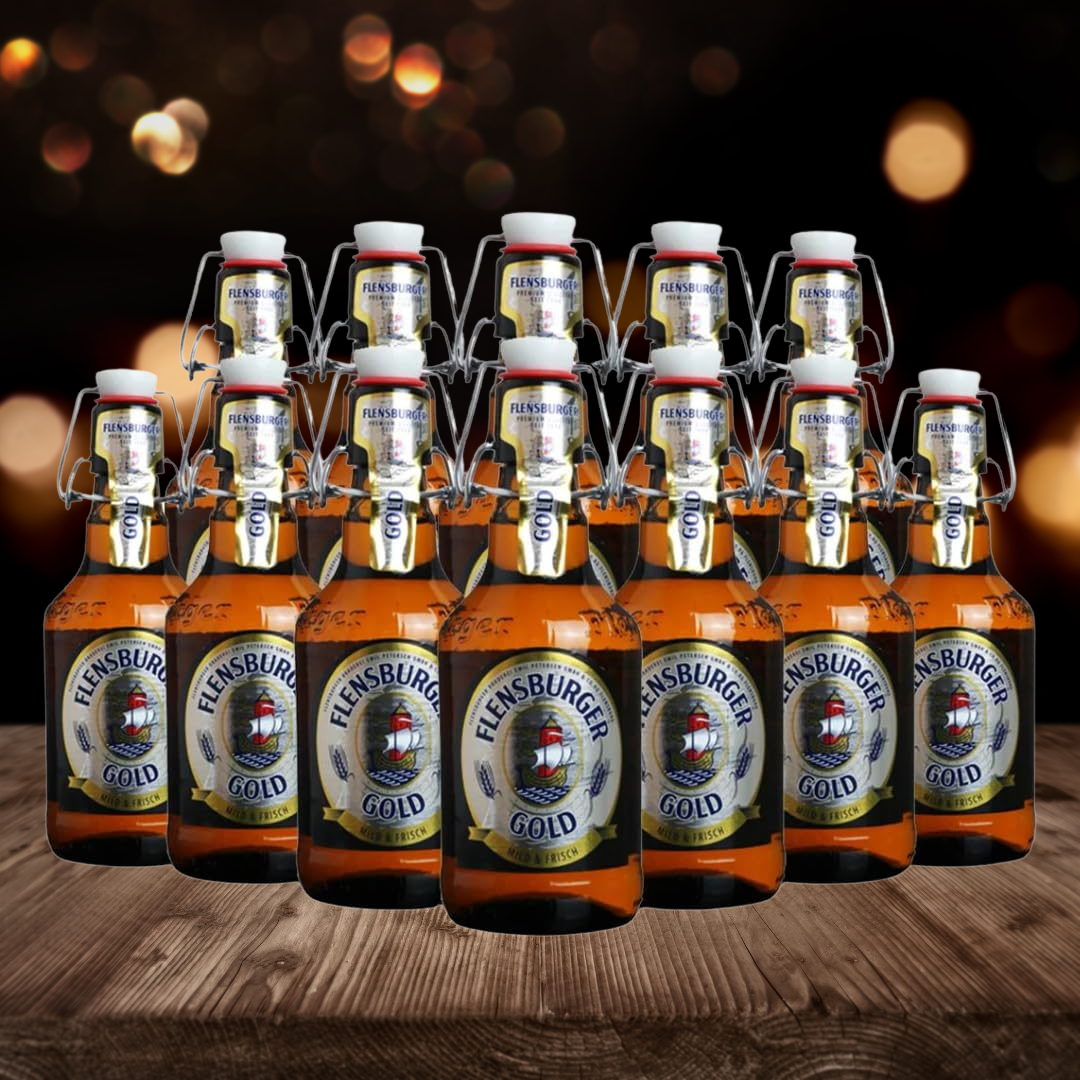 Flensburger Gold German Lager 330ml Bottles - 4.8% ABV (12 Pack)