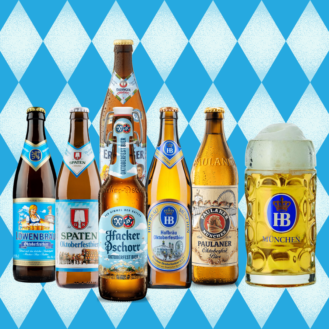 Oktoberfest &amp; Fest Beer German Mixed Case with Hofbrau Stein (6 pack)