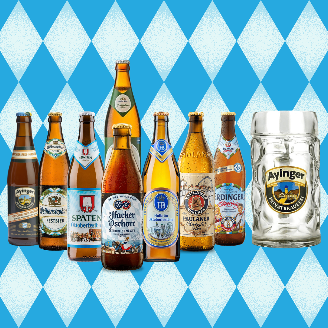 Oktoberfest German Beer Mixed Case with Ayinger Stein (8 pack)