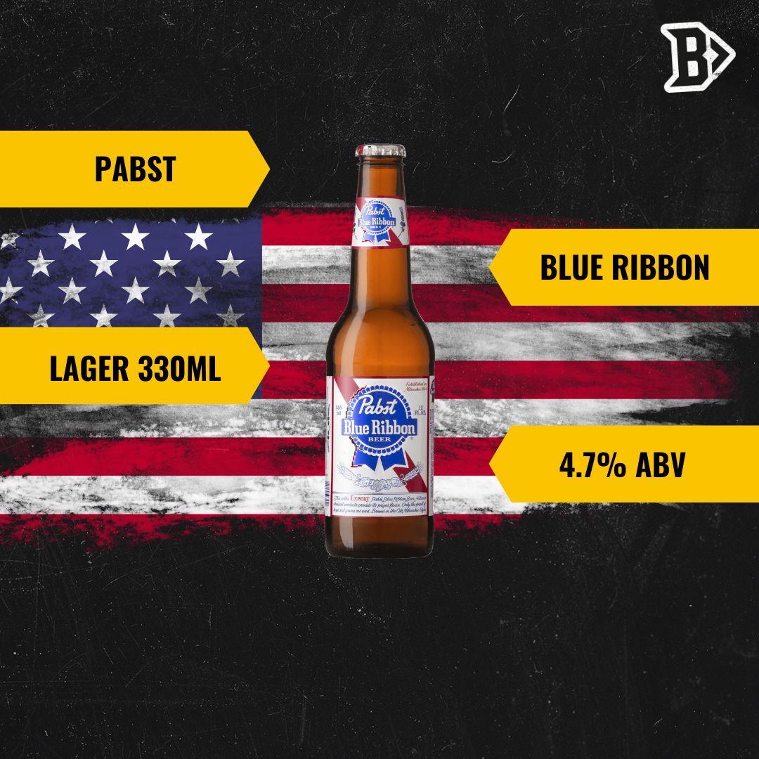 Pabst Blue Ribbon American Pale Lager 330ml Bottles (12 Pack)- 4.7% ABV - BEERHUNTER