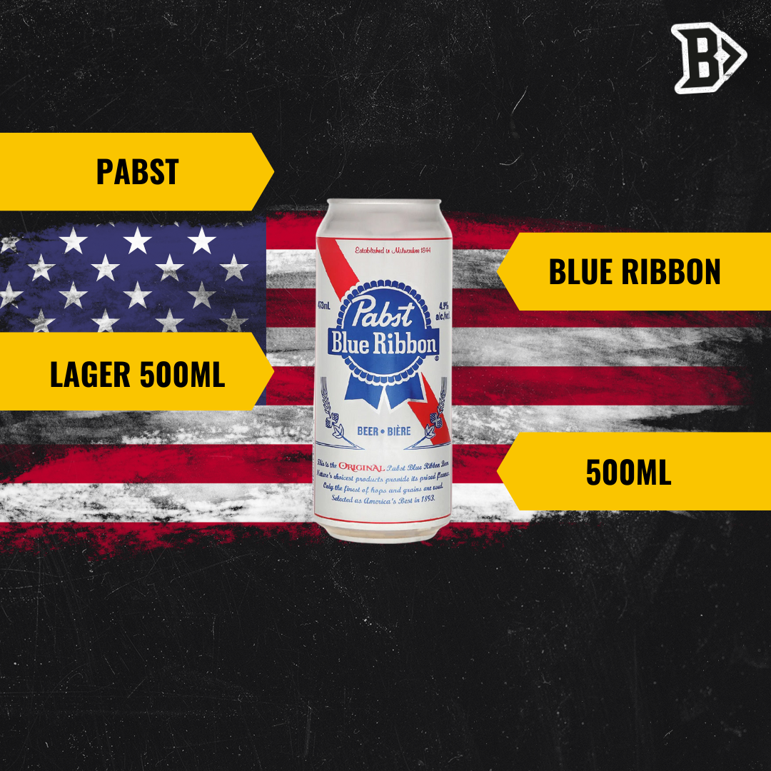 Pabst Blue Ribbon American Pale Lager 500ml Cans (12 Pack)- 4.7% ABV - BEERHUNTER