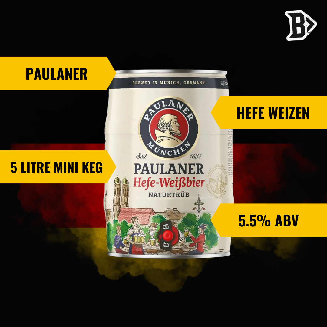 Paulaner Hefe-Weizen German Lager 5ltr Mini Keg - 5.5% ABV - BEERHUNTER