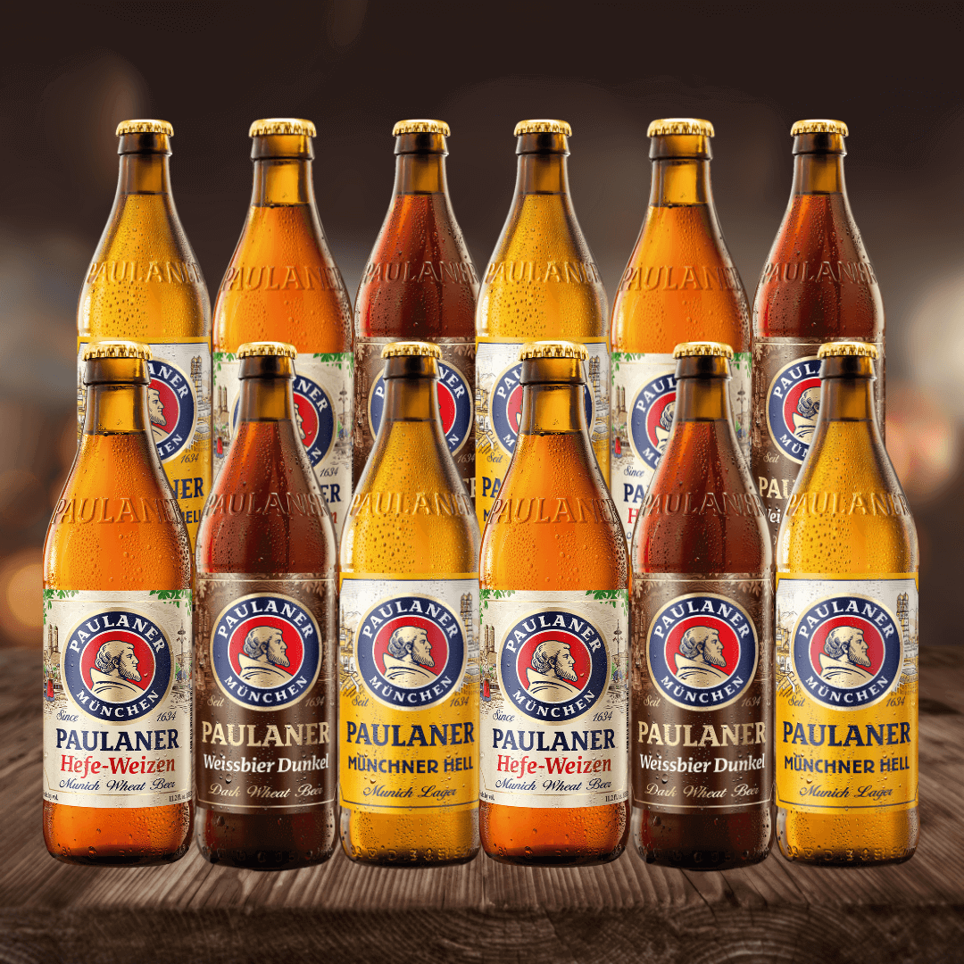 Paulaner Mixed Beer Case of German Dunkel, Hells &amp;amp; Wheat Beer Pack 500ml Bottles (12 Pack) - BEERHUNTER