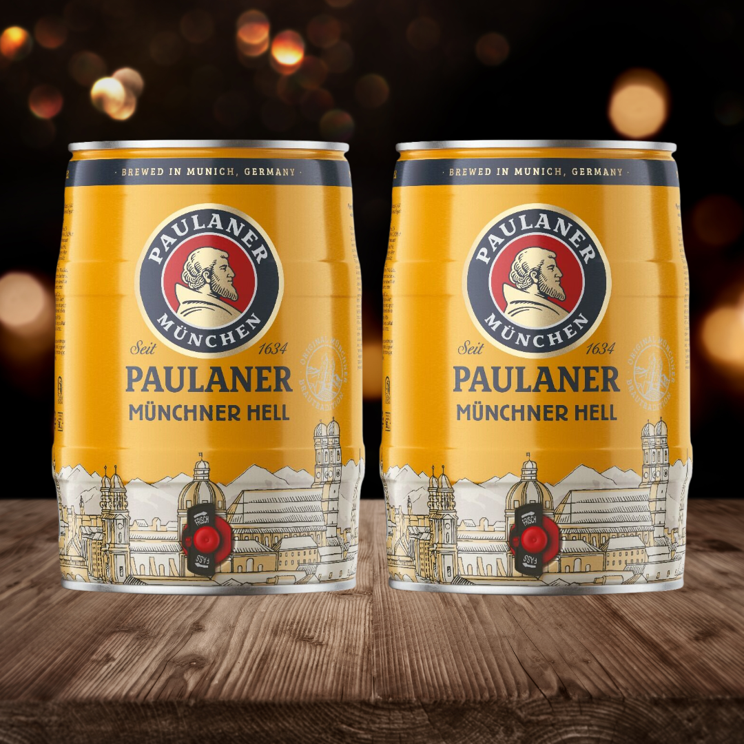 Paulaner Munchner Hell Premium German Lager 5ltr Mini Kegs (Set of 2) - 4.9% ABV - BEERHUNTER