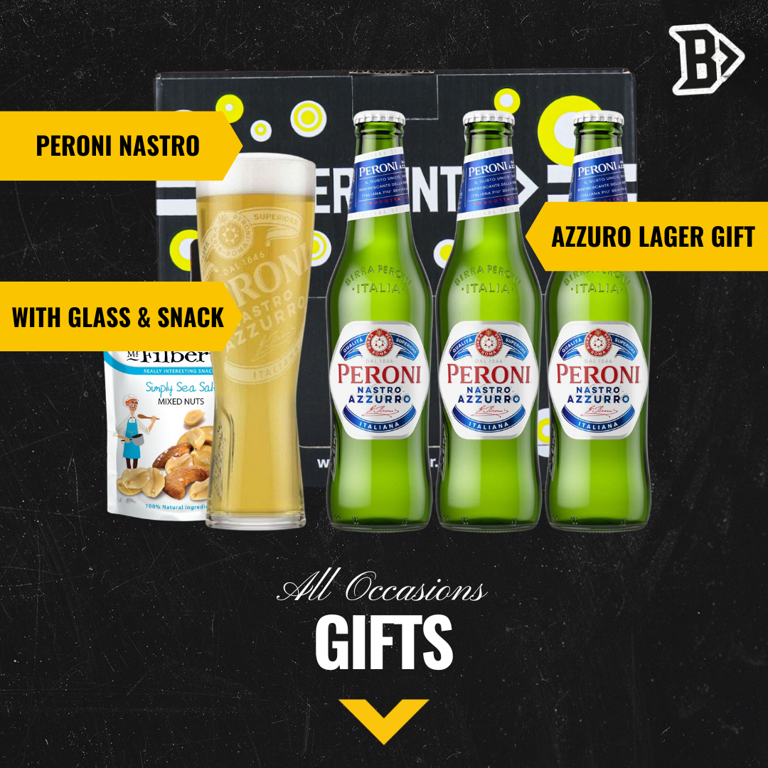 Peroni Nastro Azzuro Italian Lager Gift Set with Peroni Glass (3 Pack)