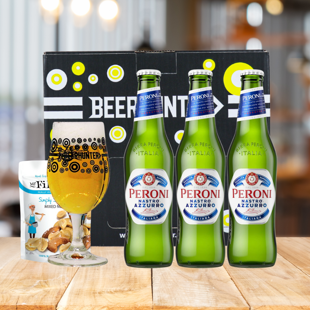 Peroni Nastro Azzuro Italian Lager Gift Set with Glass (3 Pack) - BEERHUNTER