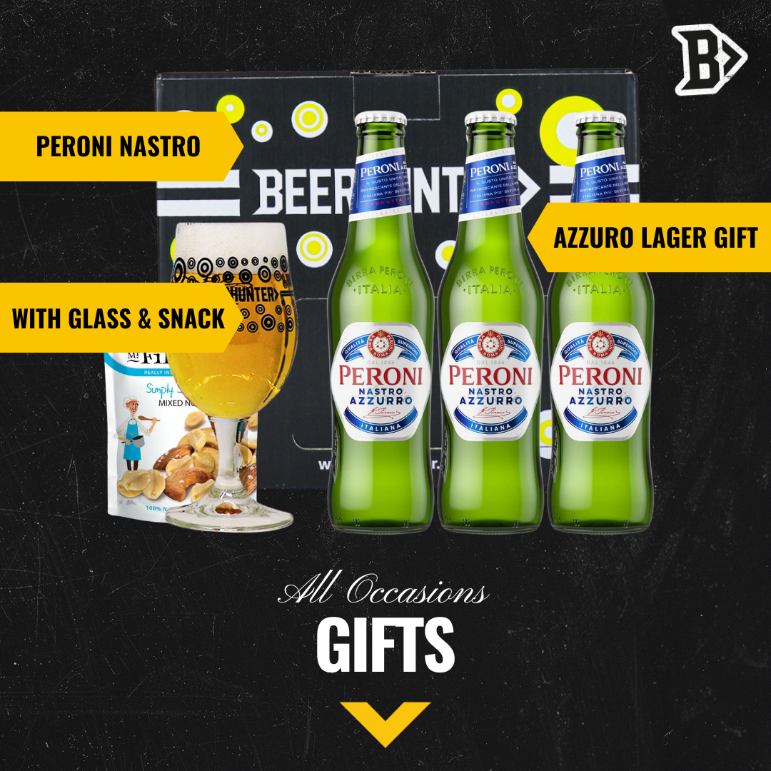 Peroni Nastro Azzuro Italian Lager Gift Set with Glass (3 Pack) - BEERHUNTER