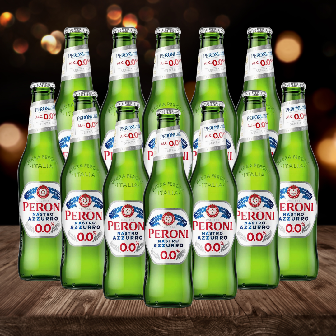 Peroni Nastro Azzurro Alcohol Free Lager 330ml Bottles (12 Pack) - 0.0% ABV - BEERHUNTER