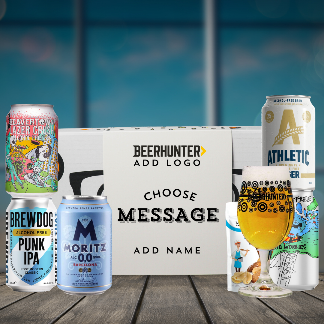 Personalised Alcohol Free Corporate Beer Gift Set with Glass (5 x 330ml)