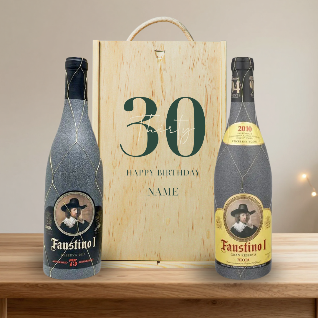 Personalised Faustino Spanish Rioja Collection Red Wine Happy Birthday Gift Set - 75cl