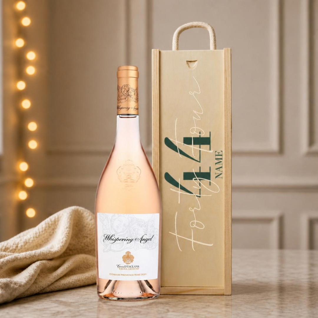 Personalised Happy Birthday Whispering Angel Rosé Wine Gift Set – 75cl