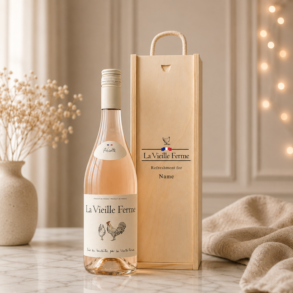 Personalised La Vieille Ferme Rose Wine Gift Set (75cl)