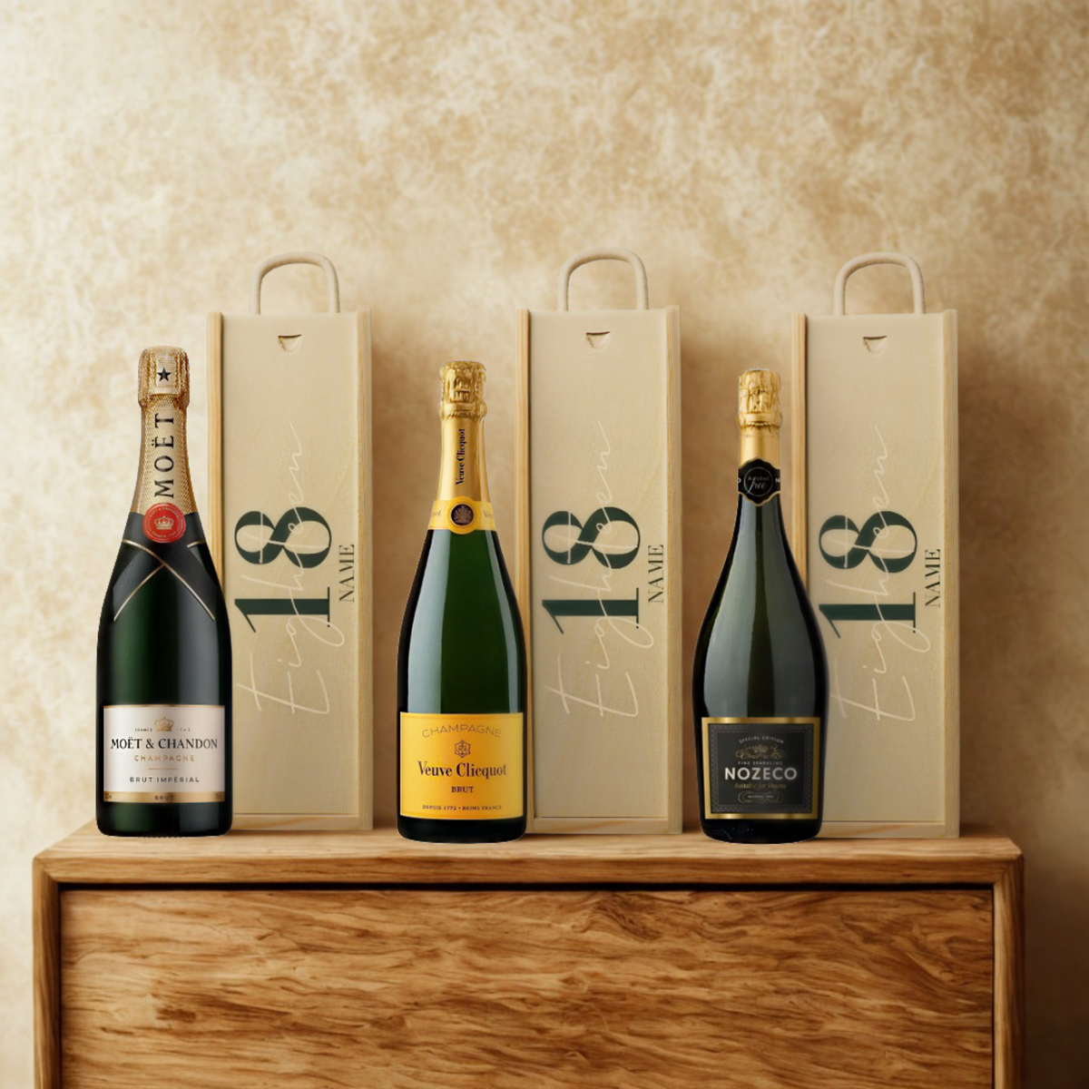 Personalised 18th Birthday Champagne Gift Set – 75cl Luxury Champagne with Personalised Lid