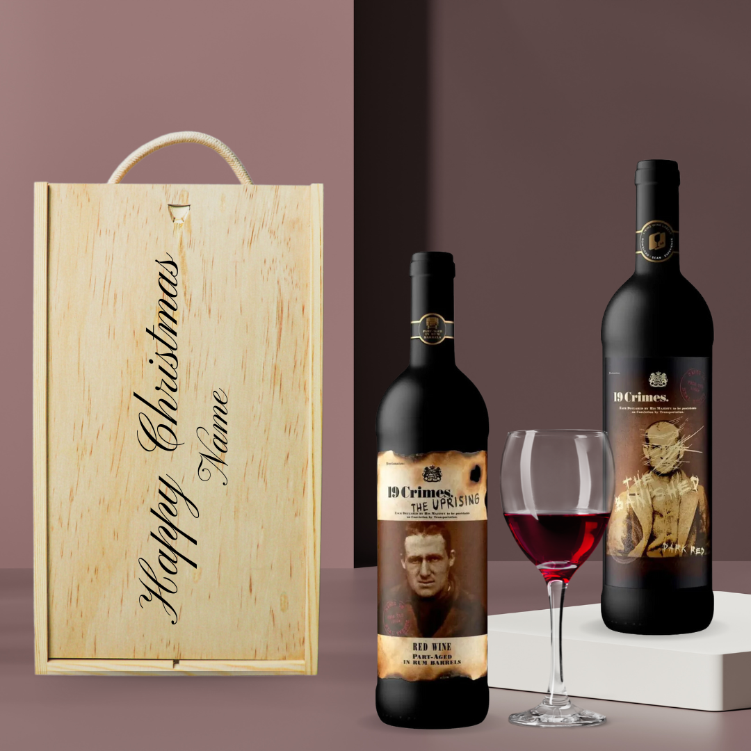 Personalised 19 Crimes Red Wine Gift Set - (2 x 75cl) - BEERHUNTER