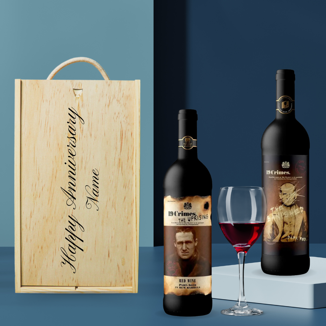 Personalised 19 Crimes Red Wine Gift Set - (2 x 75cl) - BEERHUNTER
