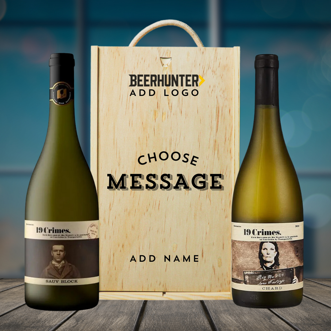Personalised 19 Crimes White Wine Corporate Gift Set - (2 x 75cl) - BEERHUNTER