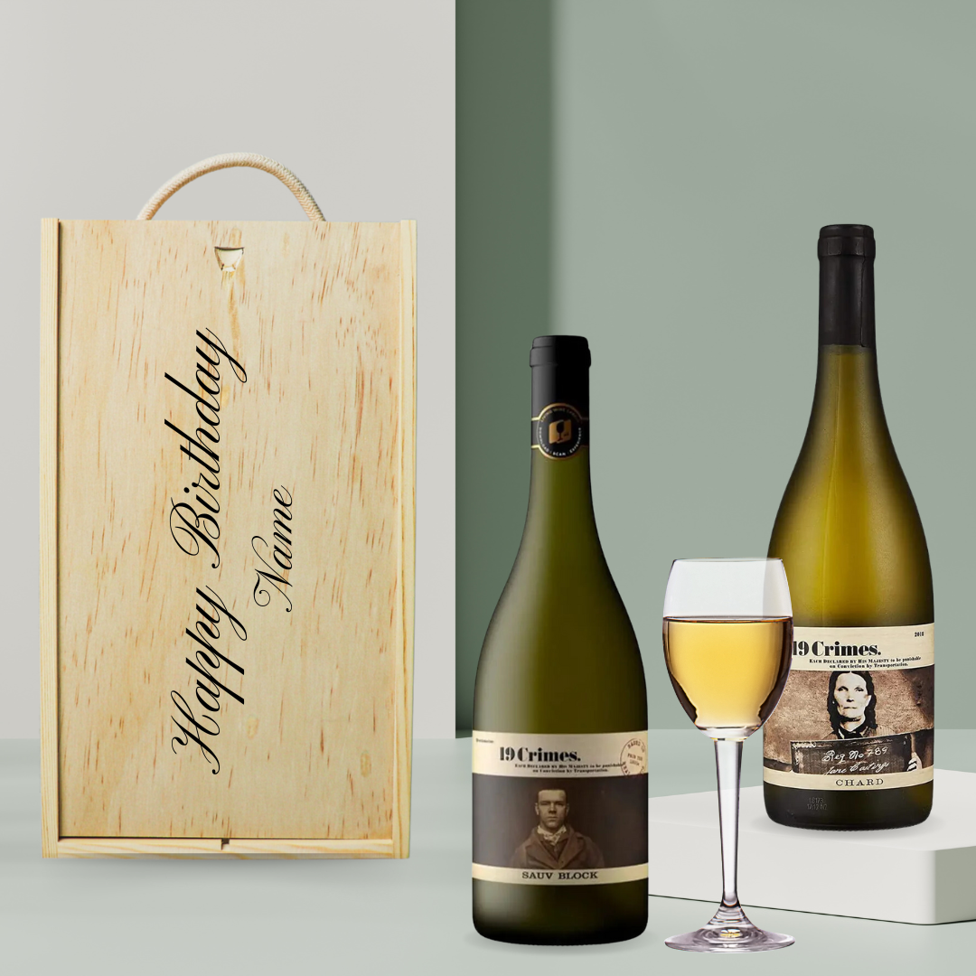 Personalised 19 Crimes White Wine Gift Set - (2 x 75cl) - BEERHUNTER