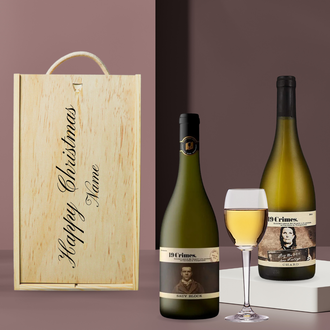 Personalised 19 Crimes White Wine Gift Set - (2 x 75cl) - BEERHUNTER
