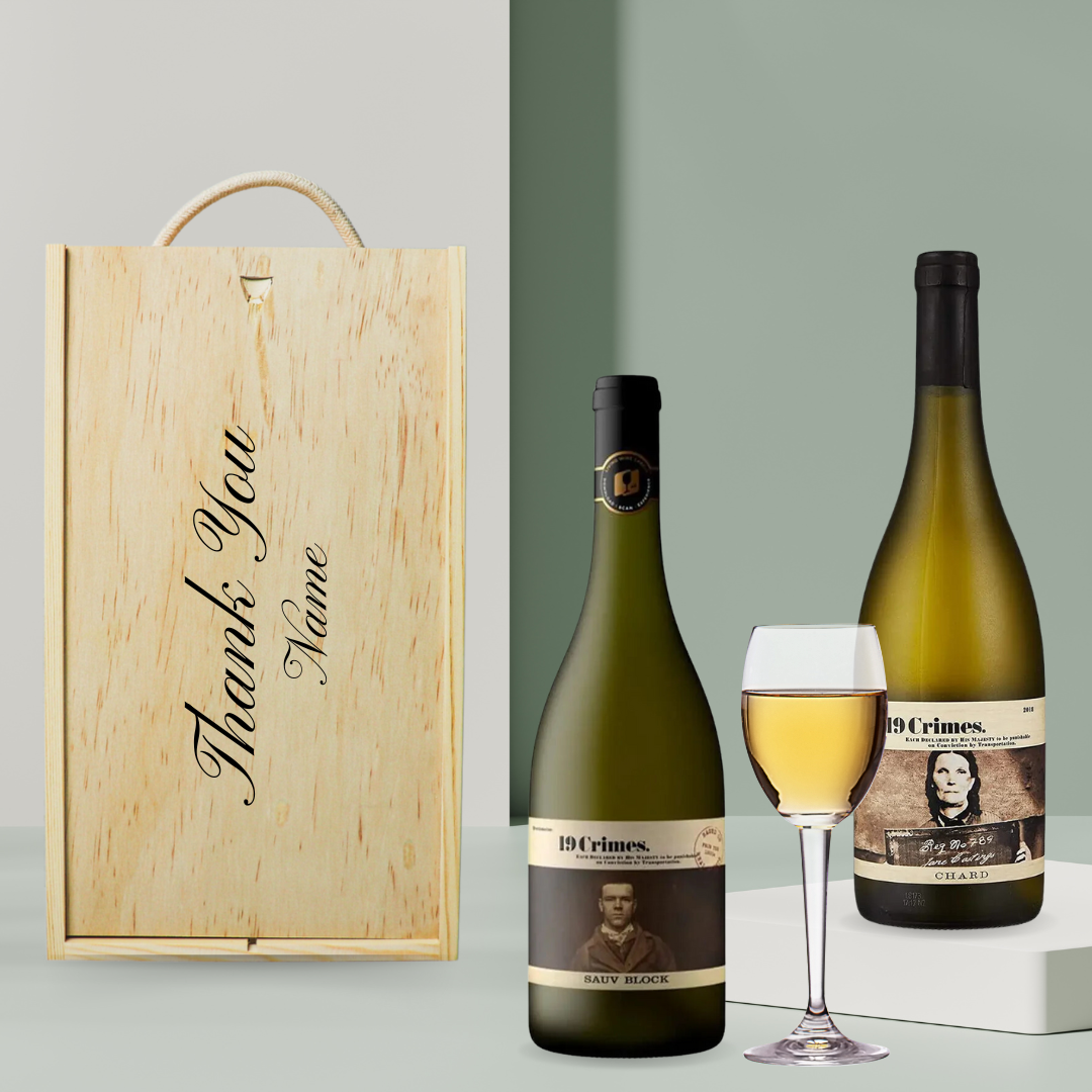Personalised 19 Crimes White Wine Gift Set - (2 x 75cl) - BEERHUNTER