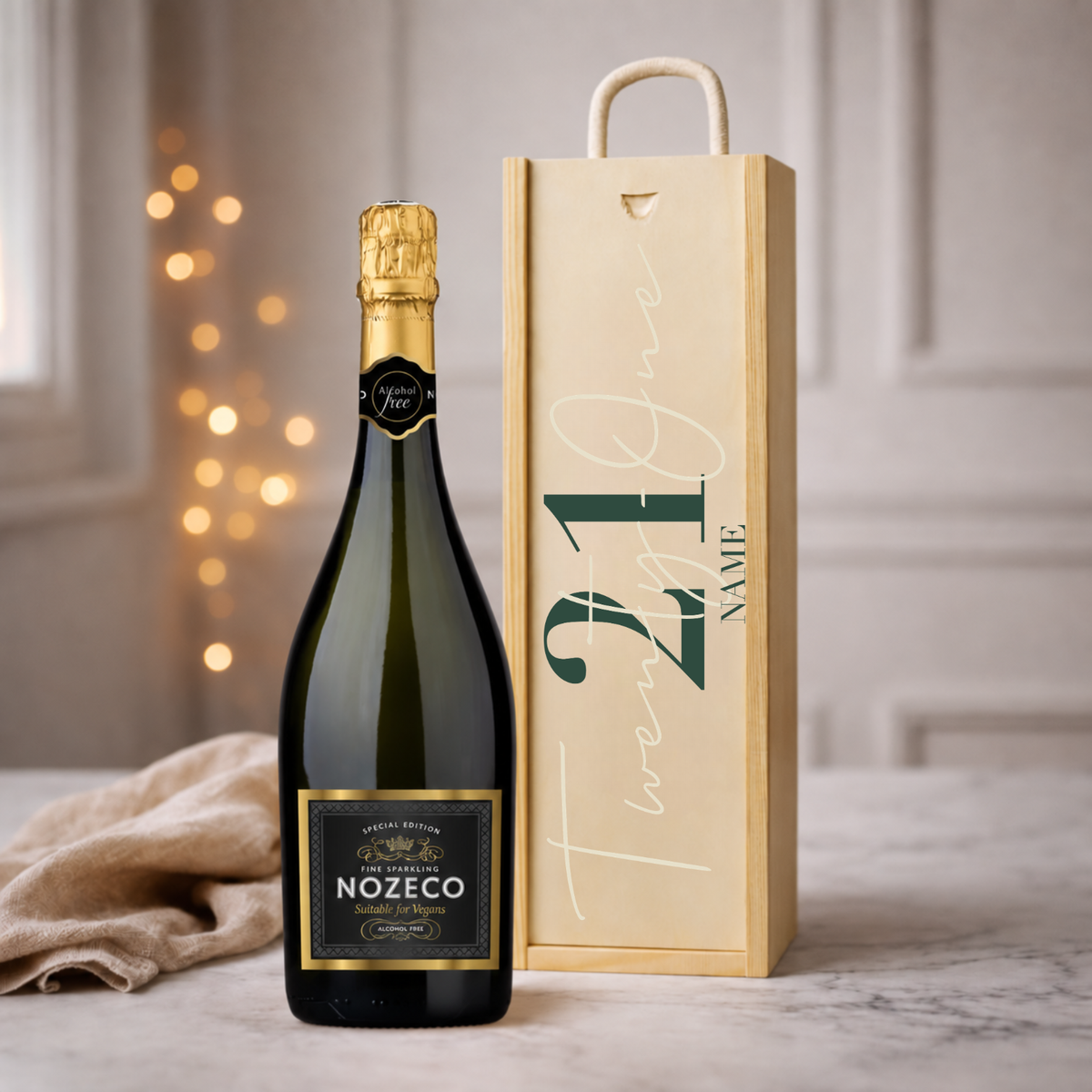Personalised 21st Birthday Champagne Gift Set – 75cl Luxury Champagne with Personalised Lid