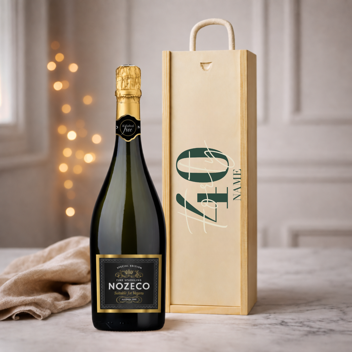 Personalised 40th Birthday Champagne Gift Set – 75cl Luxury Champagne with Personalised Lid
